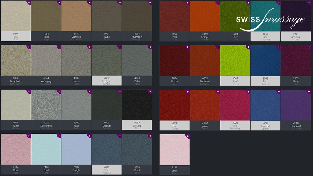 Couleur du revêtement des tables médicales Swissmassage